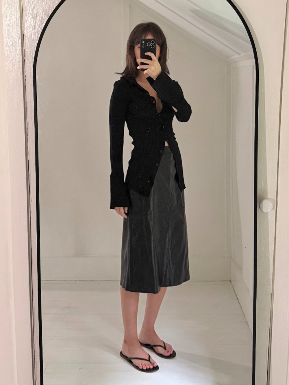 Gap Vintage '00 Leather Midi Pencil Skirt Size 1 Black